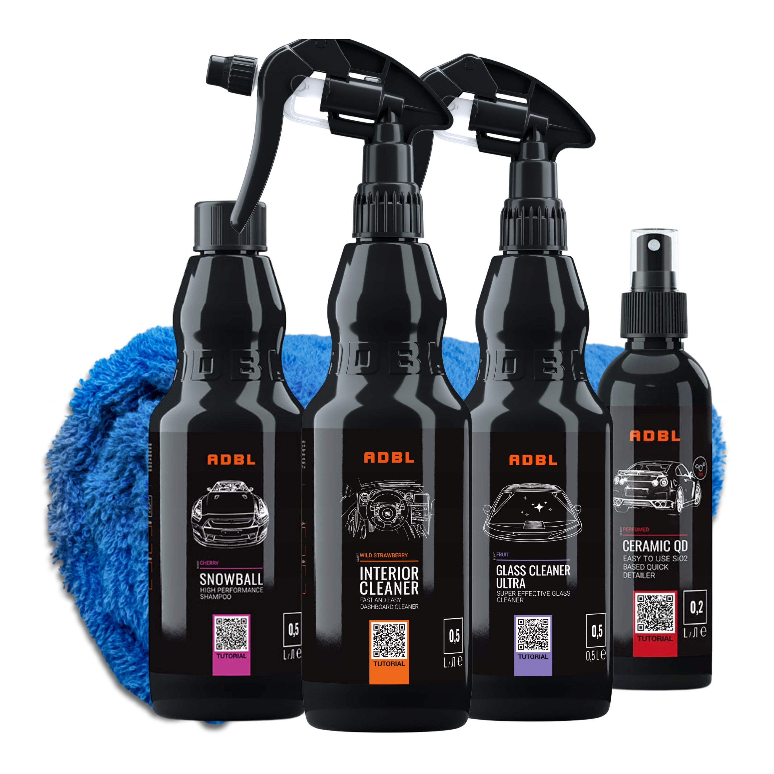 Adbl zestaw do detailingu auta z szamponem płynem do szyb i Qd z SIO2