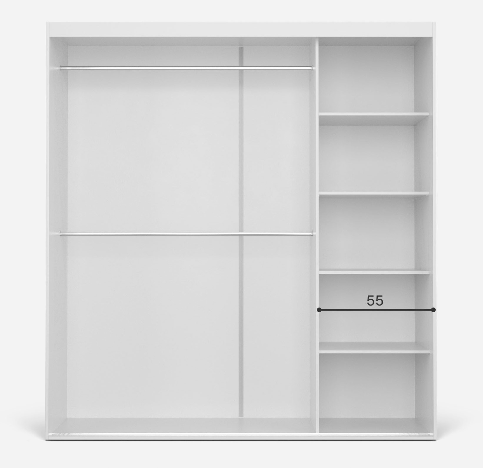 FJELL – Szafa przesuwna z lustrem 180 cm, 18 mm, NA WYMIAR, DOSTAWA 10 DNI Typ drzwi Przesuwne