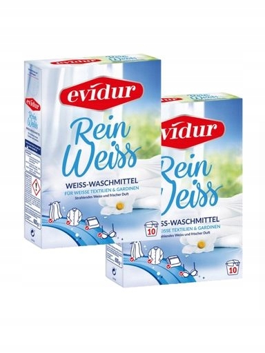 Levně 2x 2x prášek na záclony a bílé prádlo Evidur Rein Weiss 10 praní 600 g