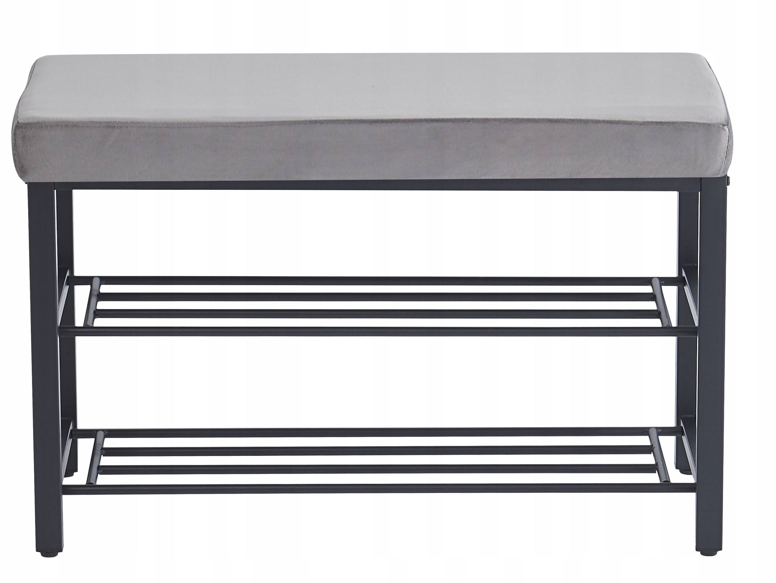 Lavička Do Predsiene Čalúnená Polica Na Topánky Regál Loft Velúr Sivá 79 cm