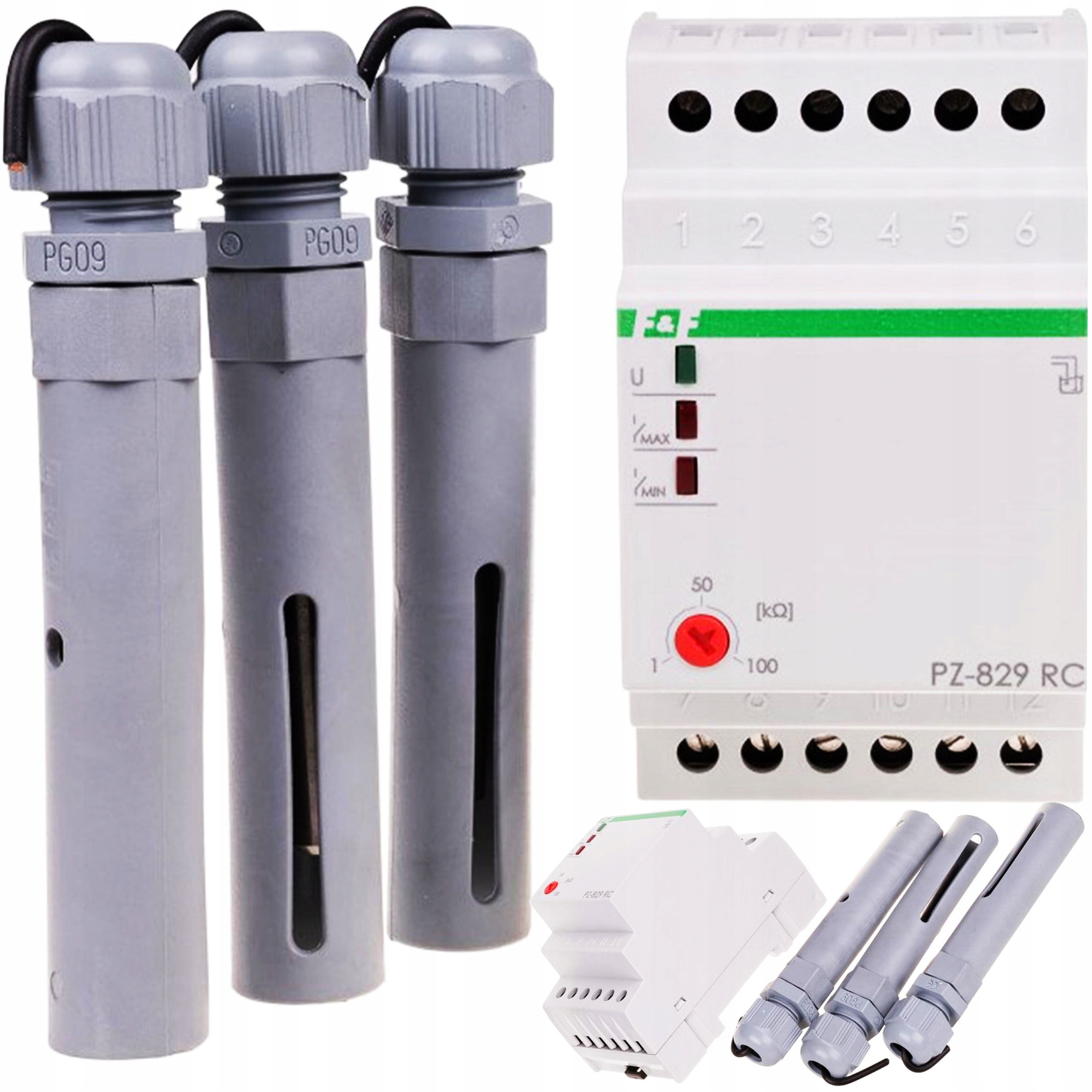 Relé na kontrolu hladiny kvapaliny Dvojstavové 3x sonda 2x16A 230V PZ-829RC