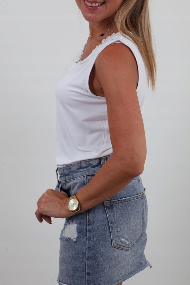 BLUZKA DOPASOWANY TOP KORONKA DEKOLT KOLORY *M/L Wzór dominujący bez wzoru