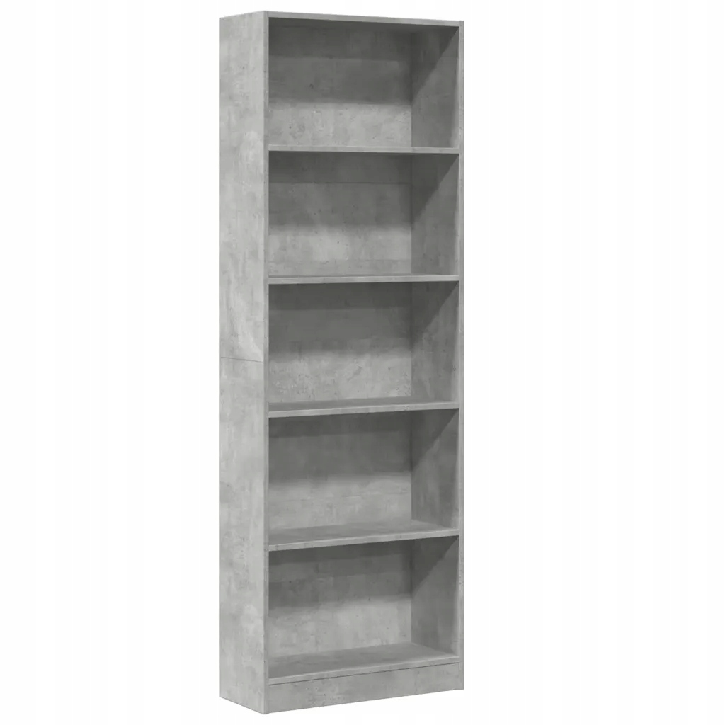 Šedobetonová knihovna 60 x 24 x 176 cm vyrobená z dřevěného materiálu