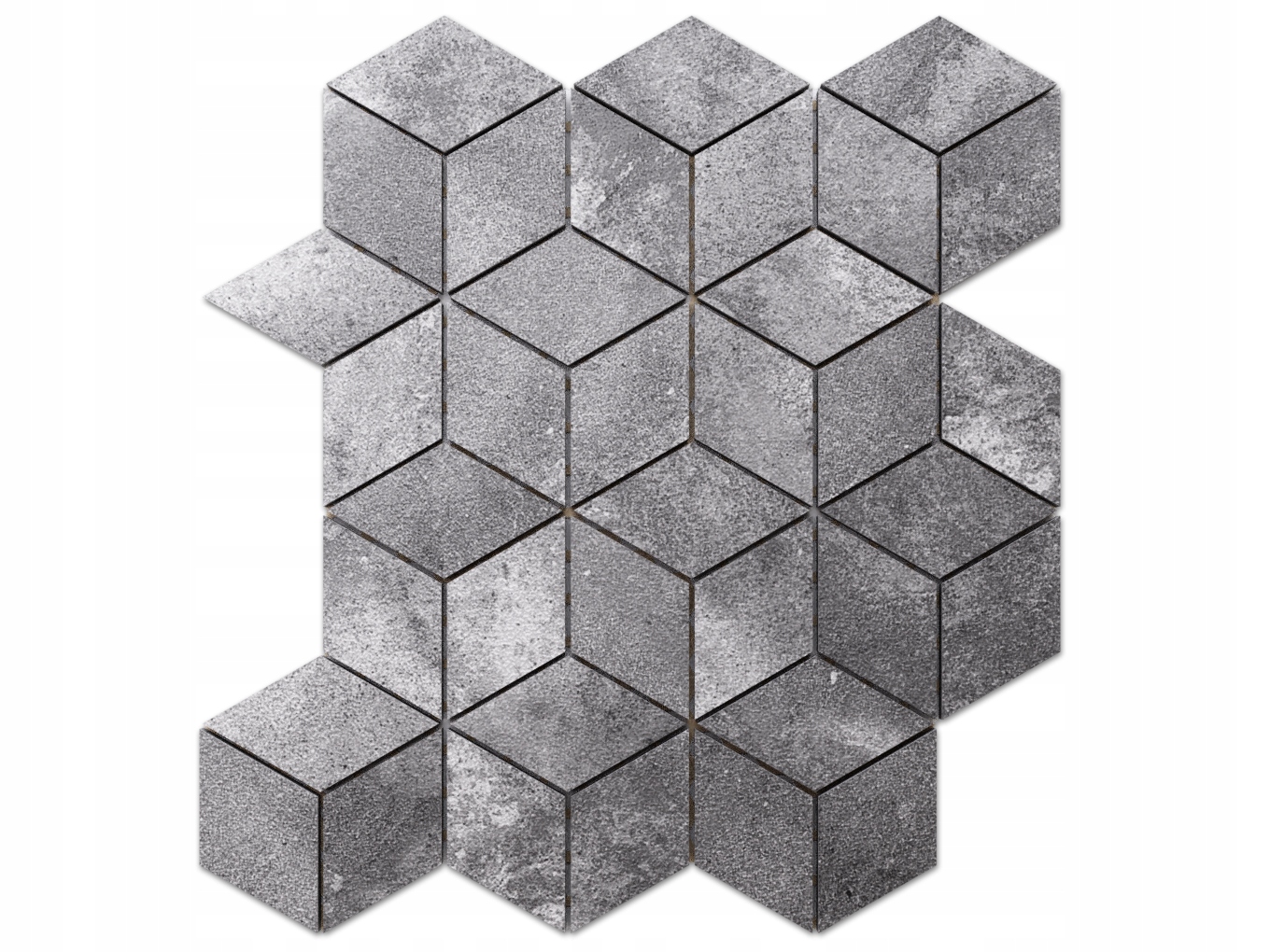 MOZAIKA GRESOWA DIAMOND ROMB CIEMNA SZARA LAPPATO