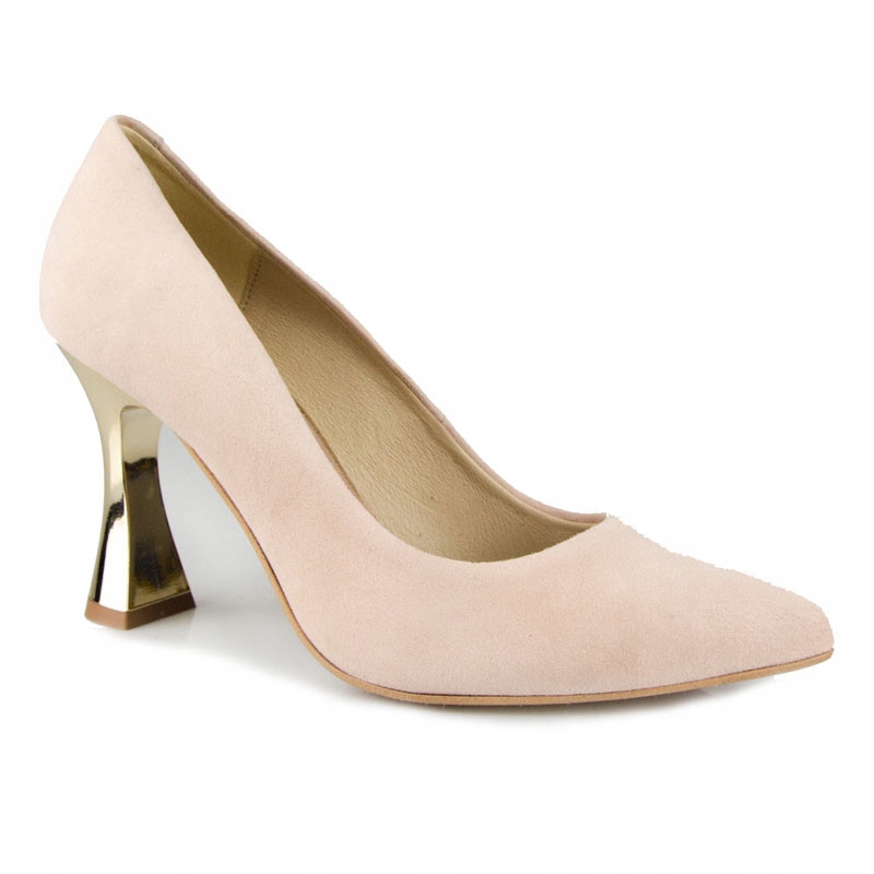 LaRoni E020 Lodičky Podpatky Semišová Kůže Béžová