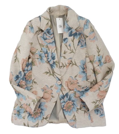 Włoska żakardowa marynarka kwiaty żakardowy żakiet
