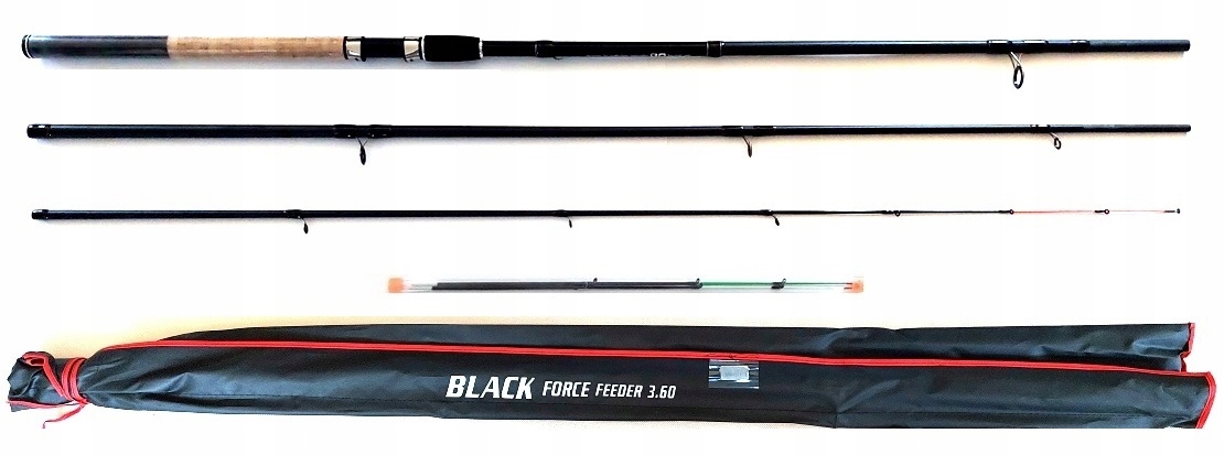 LEKKA mocna WĘDKA FEEDER 3,60 m BLACK FORCE 3 SZCZYTÓWKI 60-180 g !