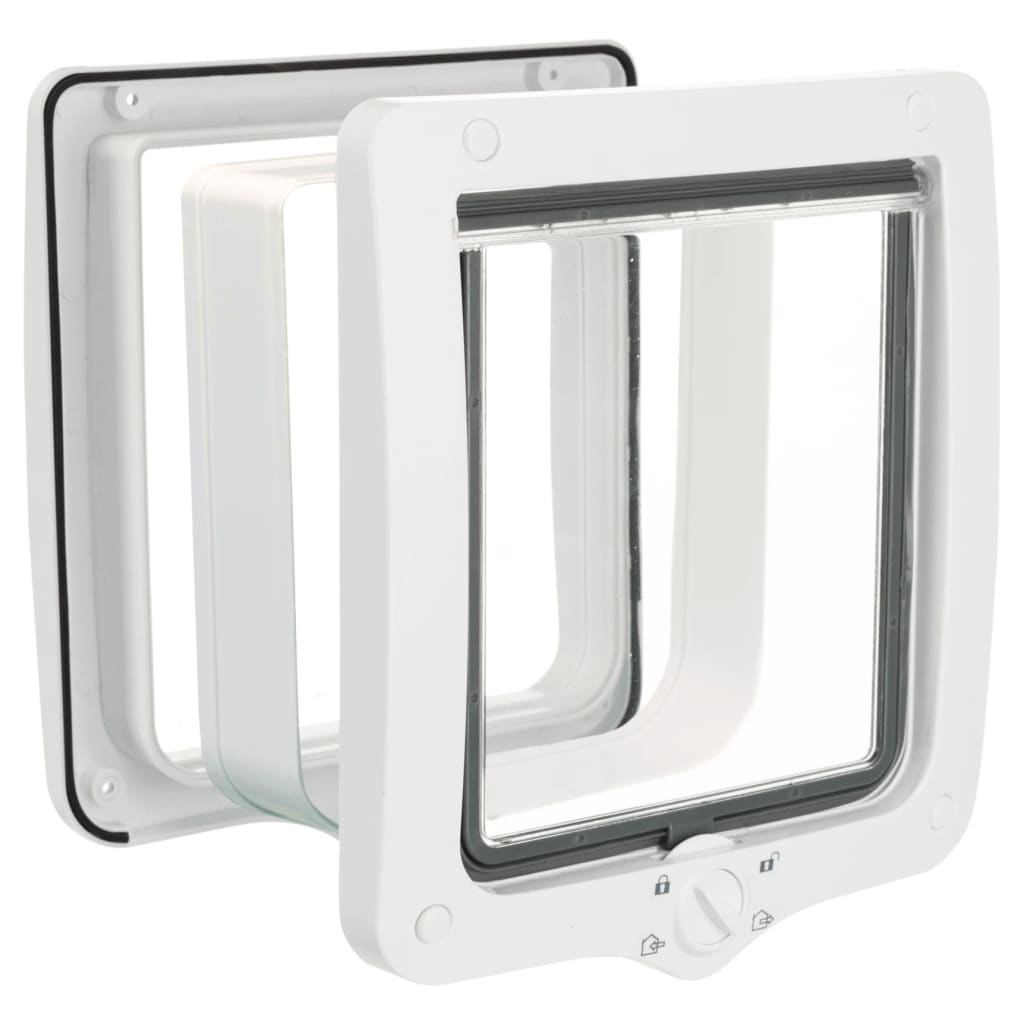 Levně Dvířka pro kočky 4-Way, s tunelem, XL: 24 × 28 cm, bílá