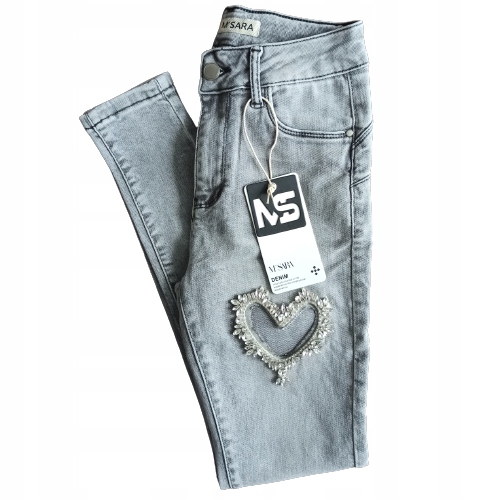 Spodnie Jeansowe M Sara Szare Modelujące Nowość 30