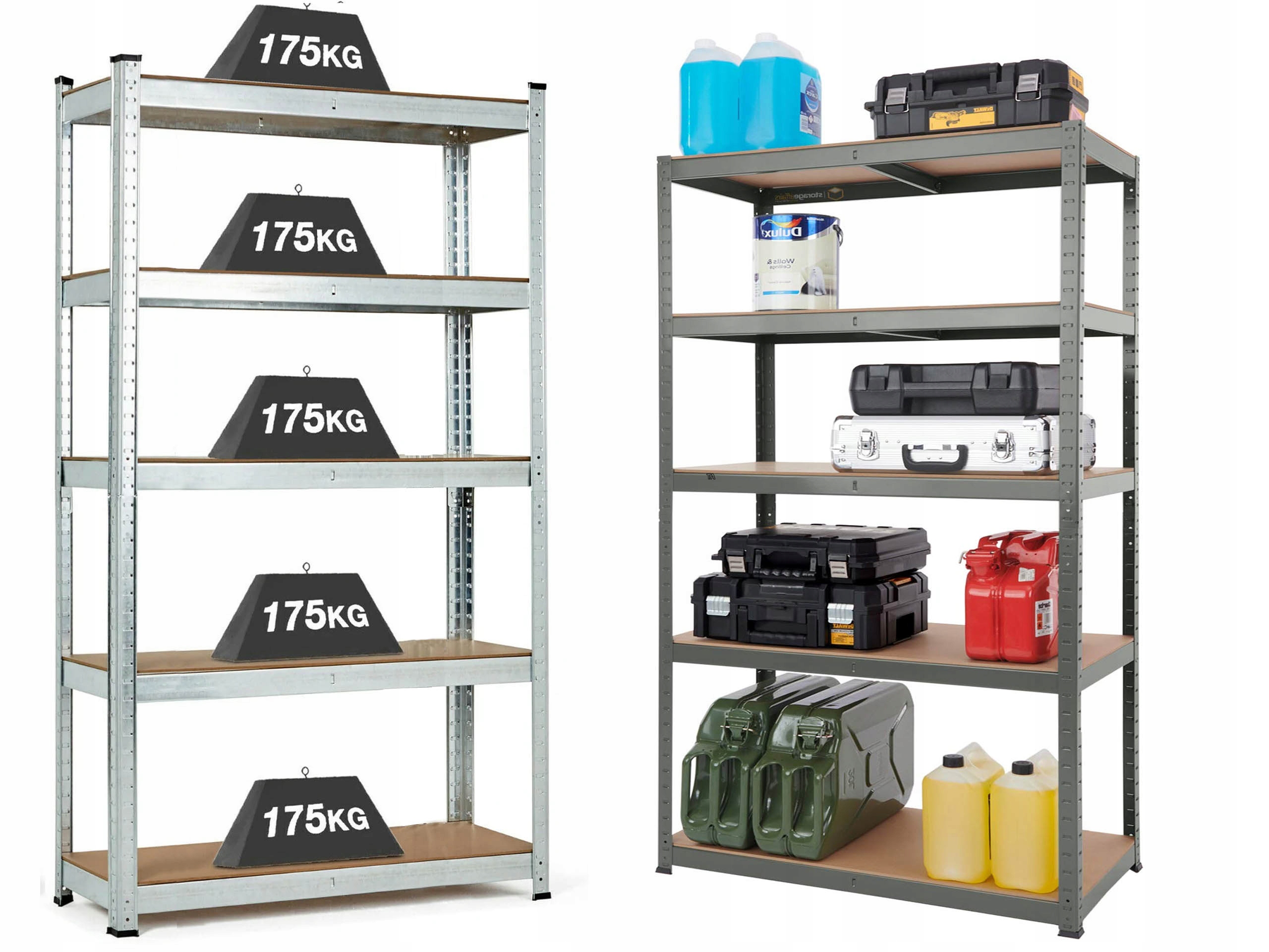 Dílenský Regál Skladový 5 Polic 175KG 220x100x45 Do Sklepa Garáže Obchodu