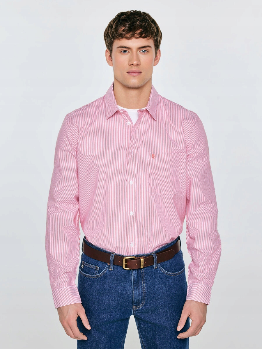 Big Star Pánská pruhovaná košile Cosiser červená 603 XL