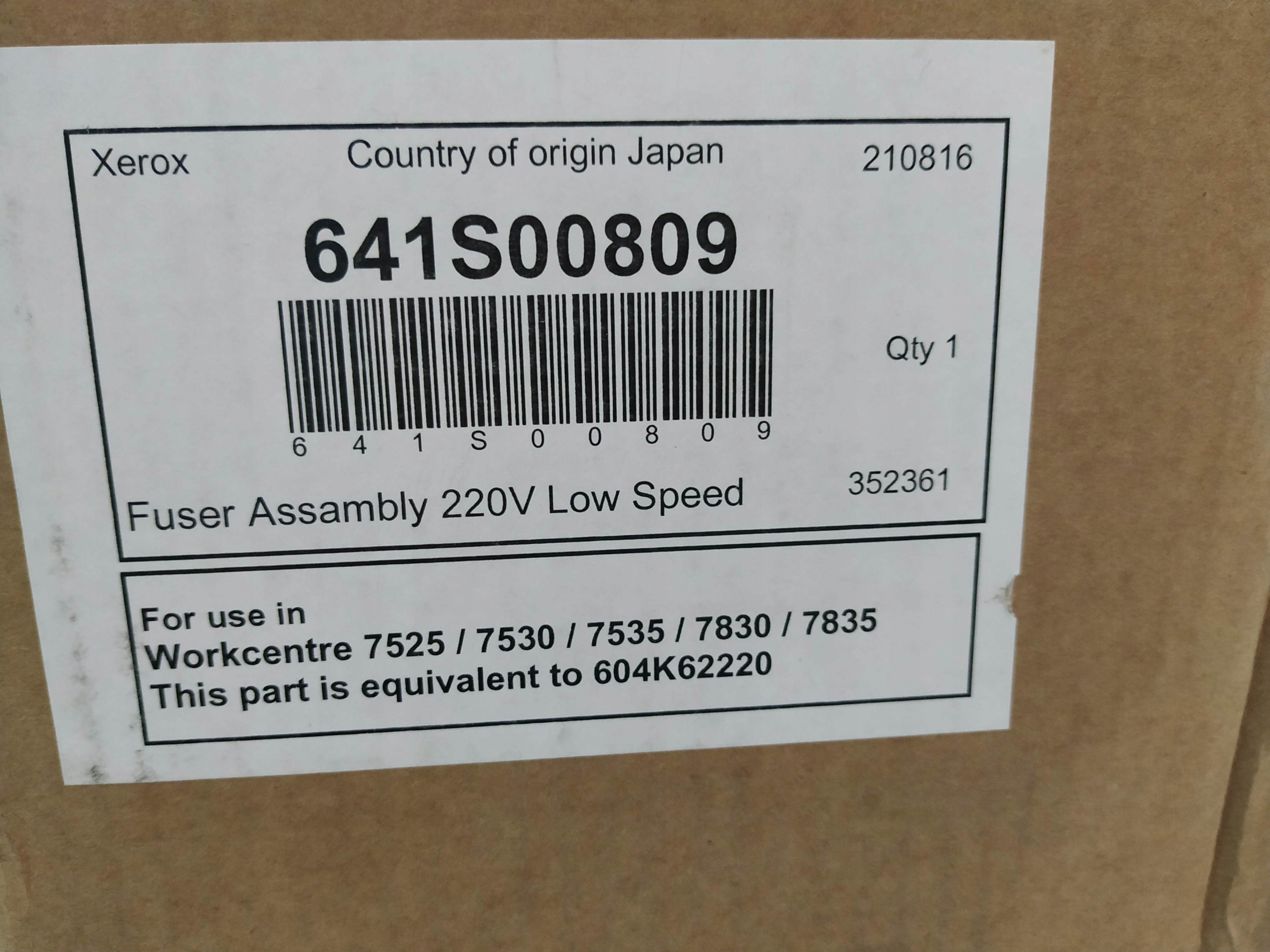 Akce Fuser Xerox Wc 7525 7530 7830 7835 604K62220 641S00809 604K62221