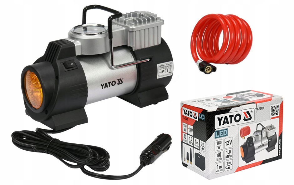 Автомобильный компрессор со светодиодной лампой 180W 12V YATO