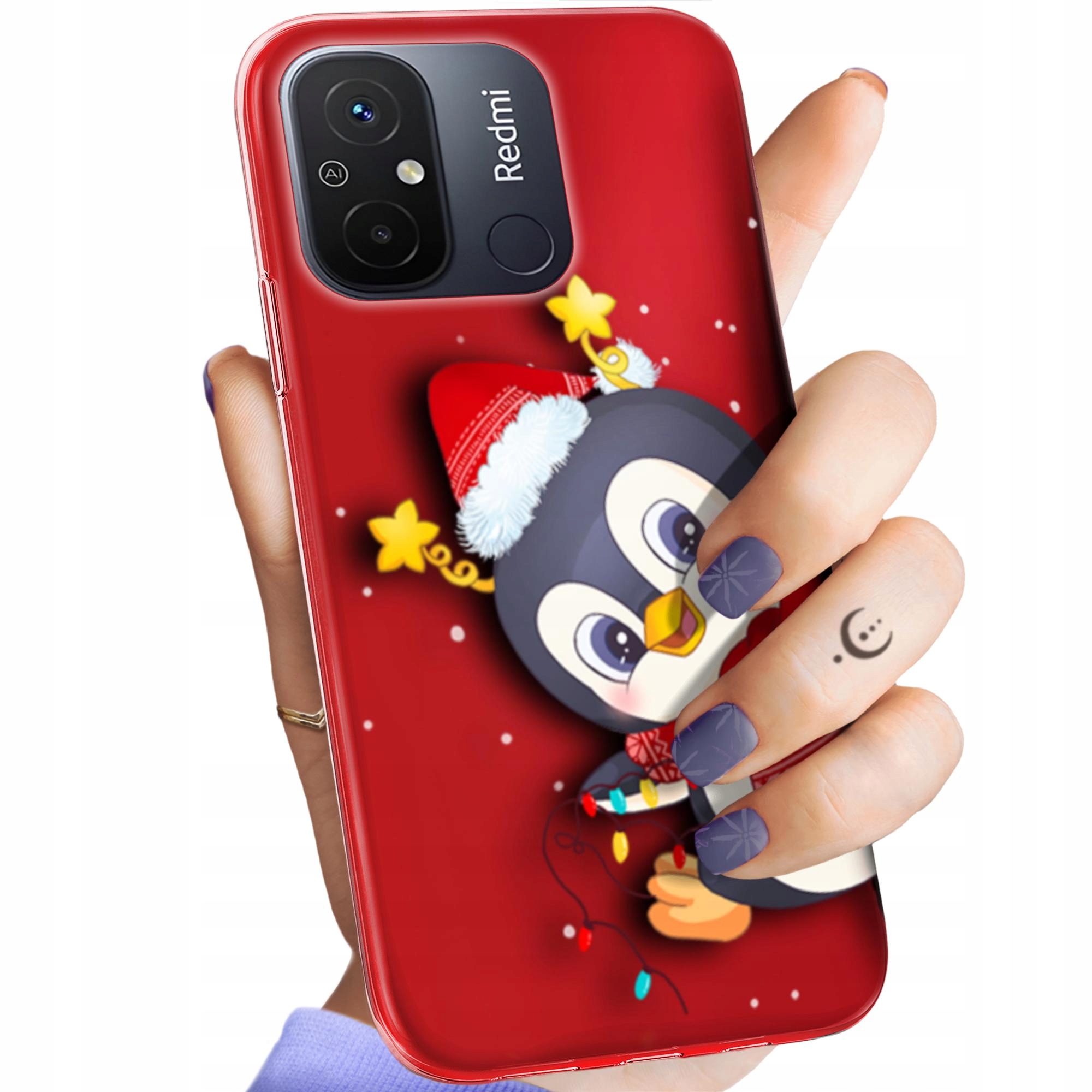 Etui Do Xiaomi Redmi 12C Święta Christmas Mikołaj Pingwin Obudowa