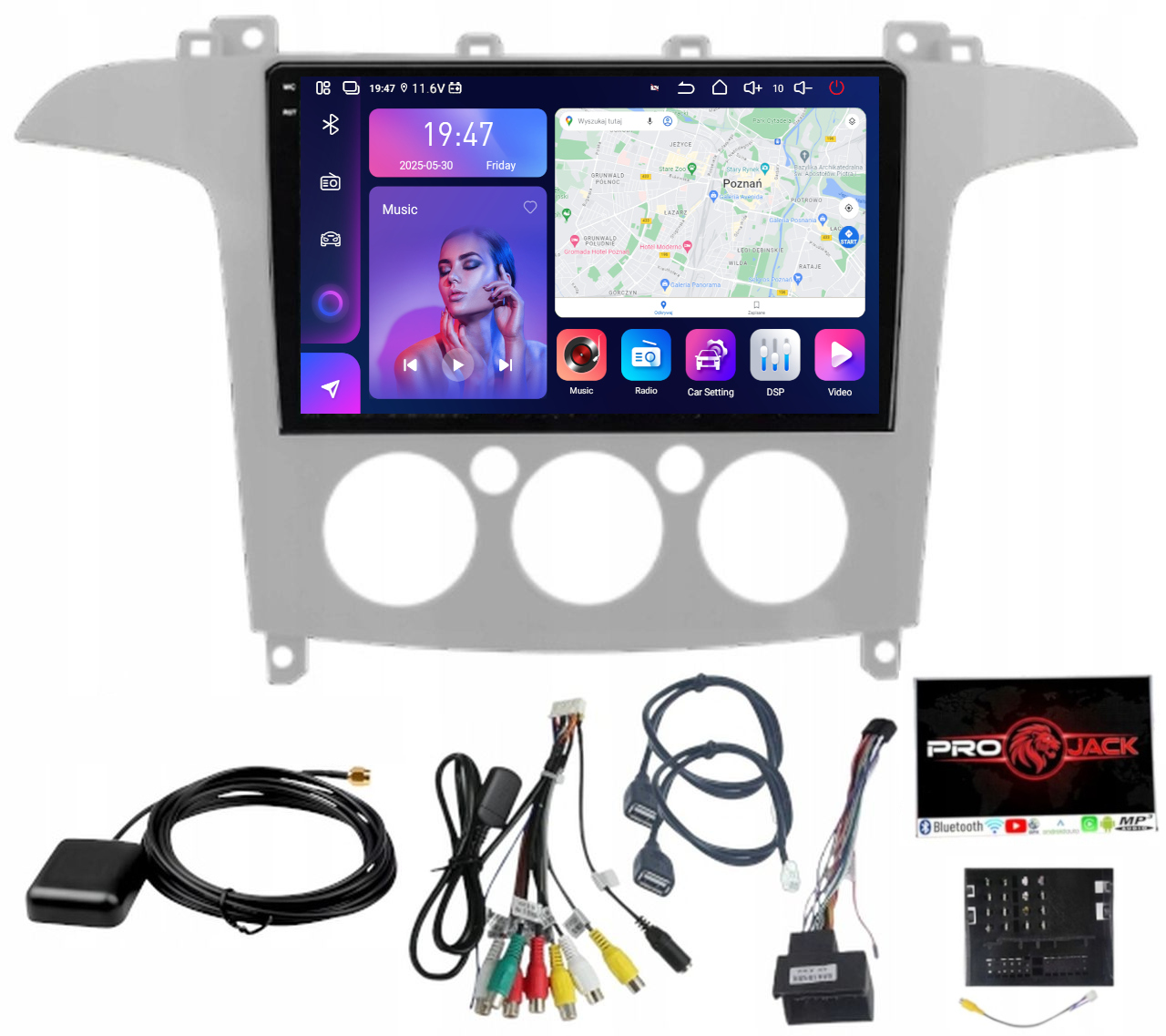 Rádio Navigácia Ford Smax Galaxy Carplay Android 8GB 256GB Sim