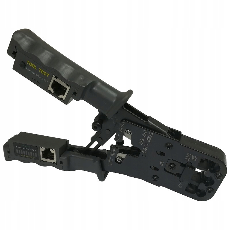 Zaciskarka złączy modularnych 4p4c 6p4c 6p6c RJ11 RJ12 8p8c RJ45 z testerem