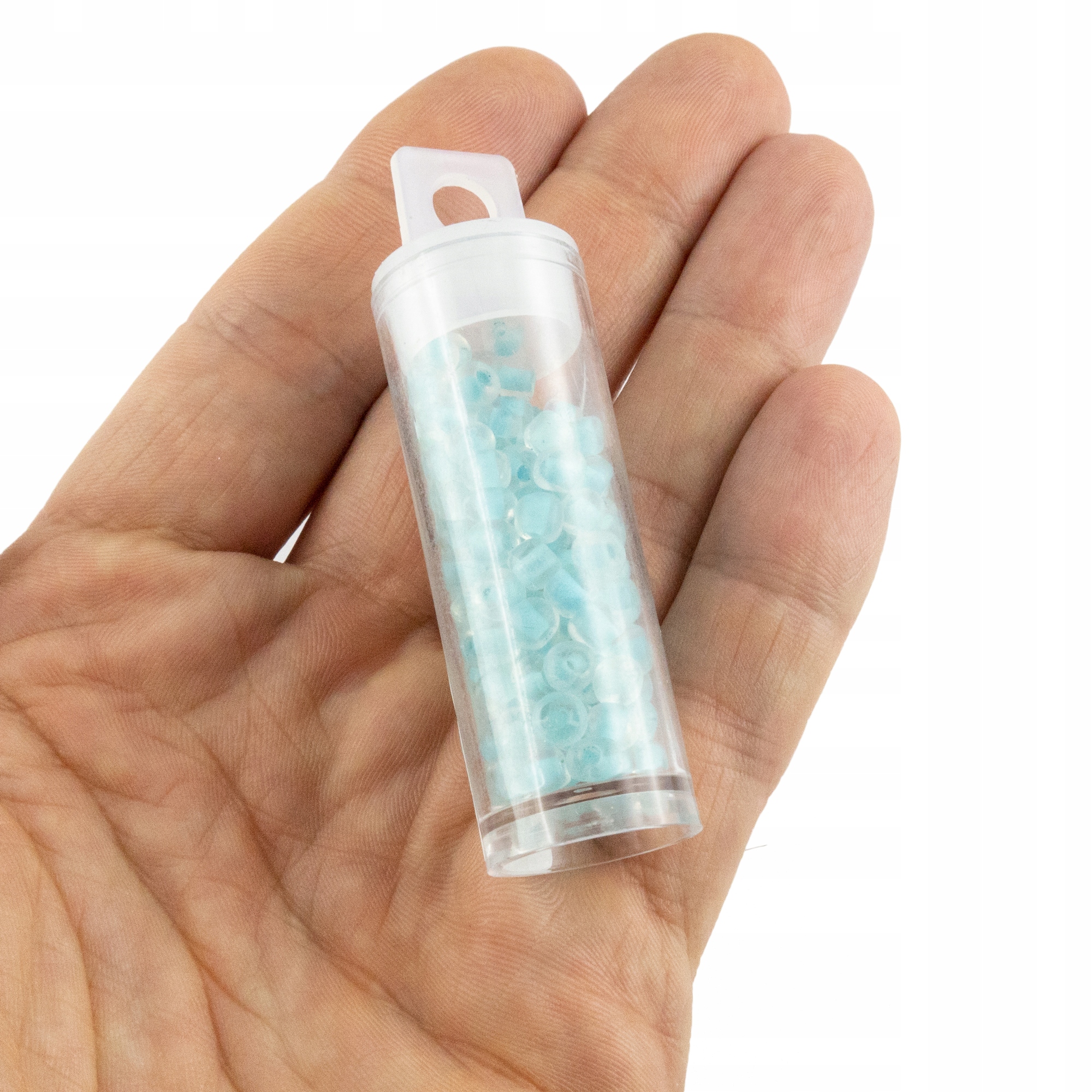 Koraliki szklane w buteleczce 10g 4mm błękitne