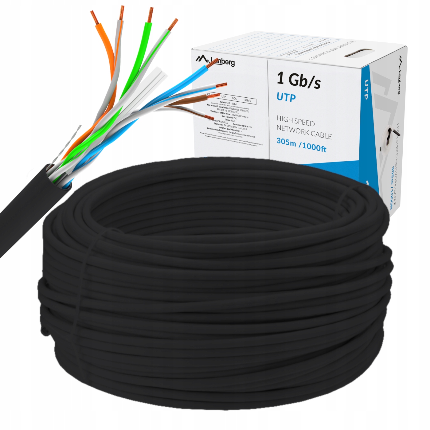 Kabel Sieciowy Kat Cat Lcu 6 Przewód Skrętka Cca Utp Lan RJ45 100M Lanberg