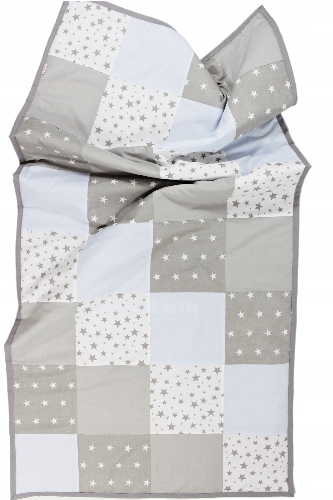 Přehoz na postel patchwork hvězdičky světle modrá 140/220 cm 100% bavlna