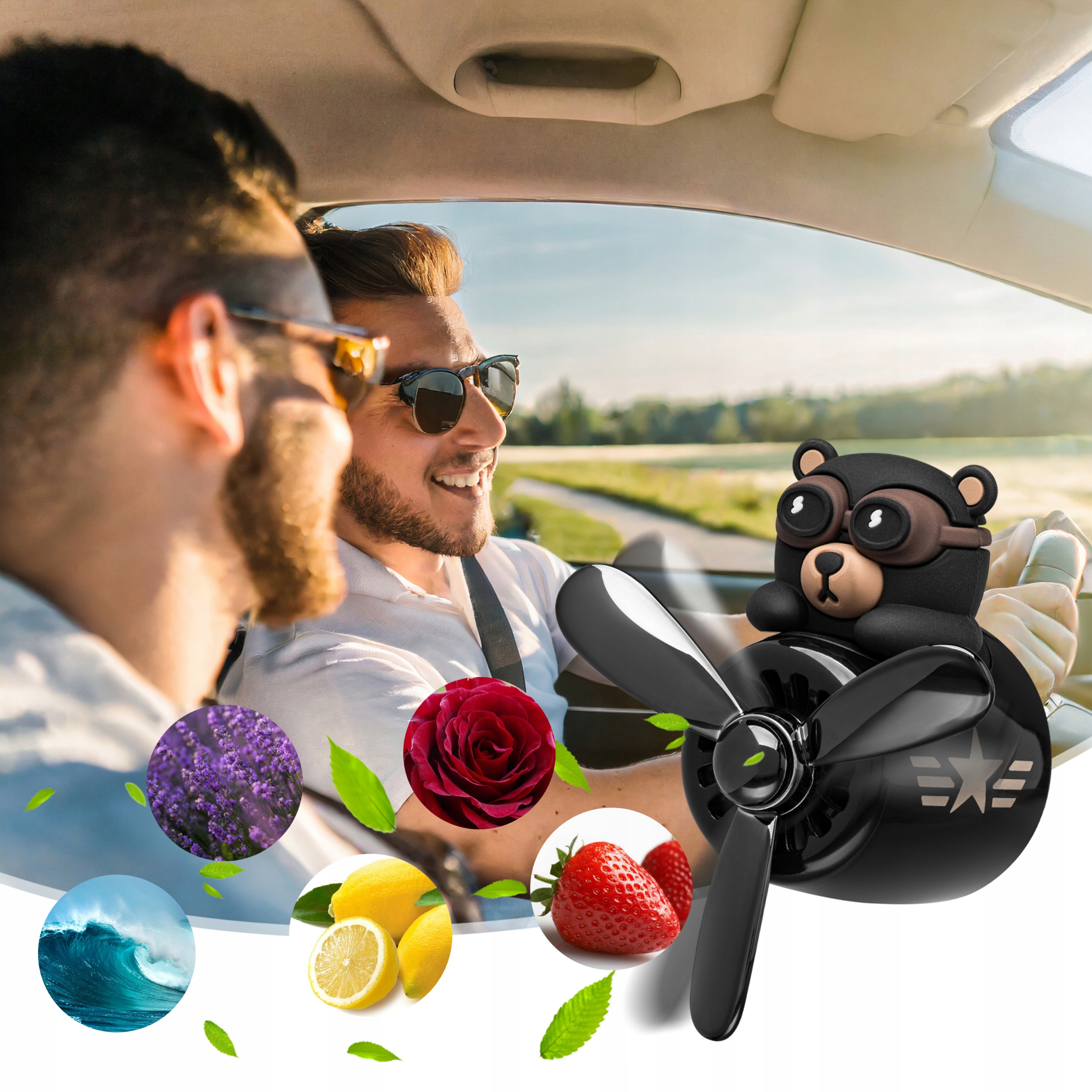 WKŁAD ZAPACH do Samochodu Miś Pilot ZESTAW 5 SZTUK TABLETKI Odświeżacz Auta Stan opakowania oryginalne