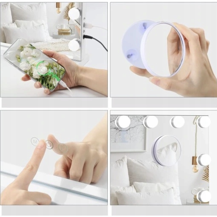 58x45cm makijaż 15 LED kosmetyczne Lustro Hollywood do makijażu LUSTRZANY Rodzaj inne