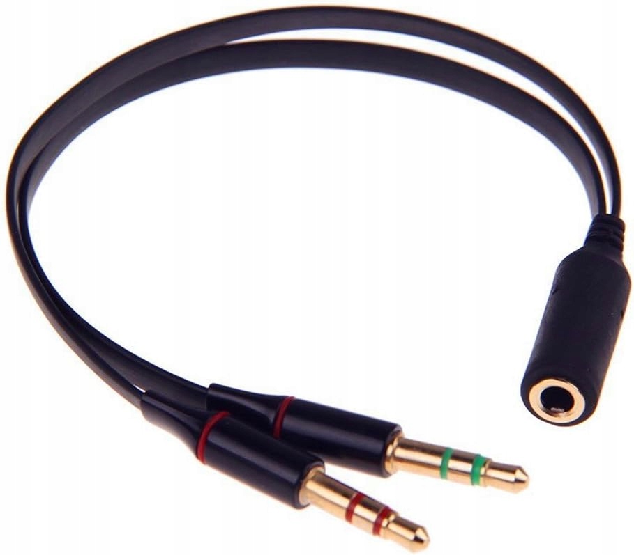 ADAPTER DO SŁUCHAWEK KOMPUTERA PC AUDIO STEREO ŻEŃSKI 3,5mm/MĘSKI 2x3,5mm