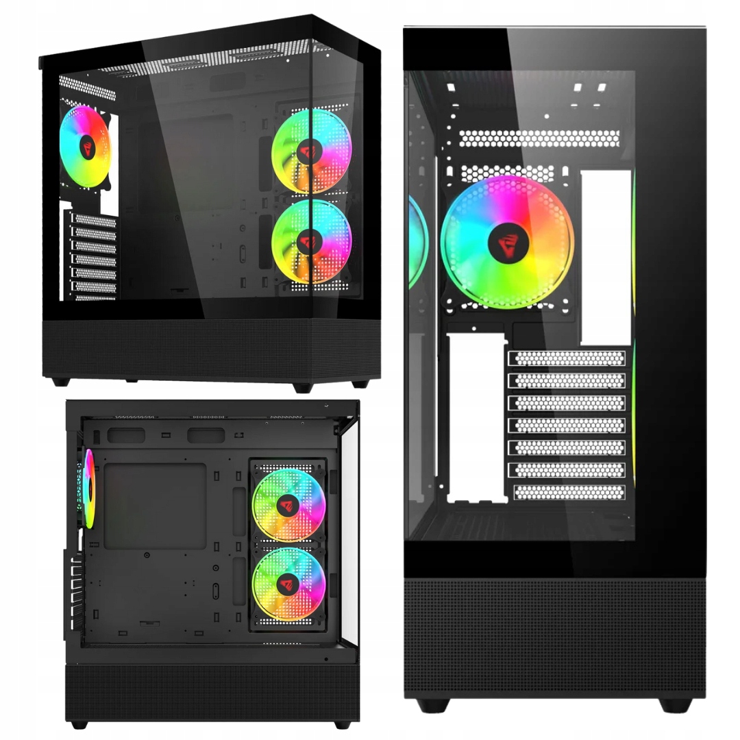 Počítačová Skříň Savio Sigma X1 Argb, 3×120mm, ATX/mATX/ITX, Usb-c, sklo