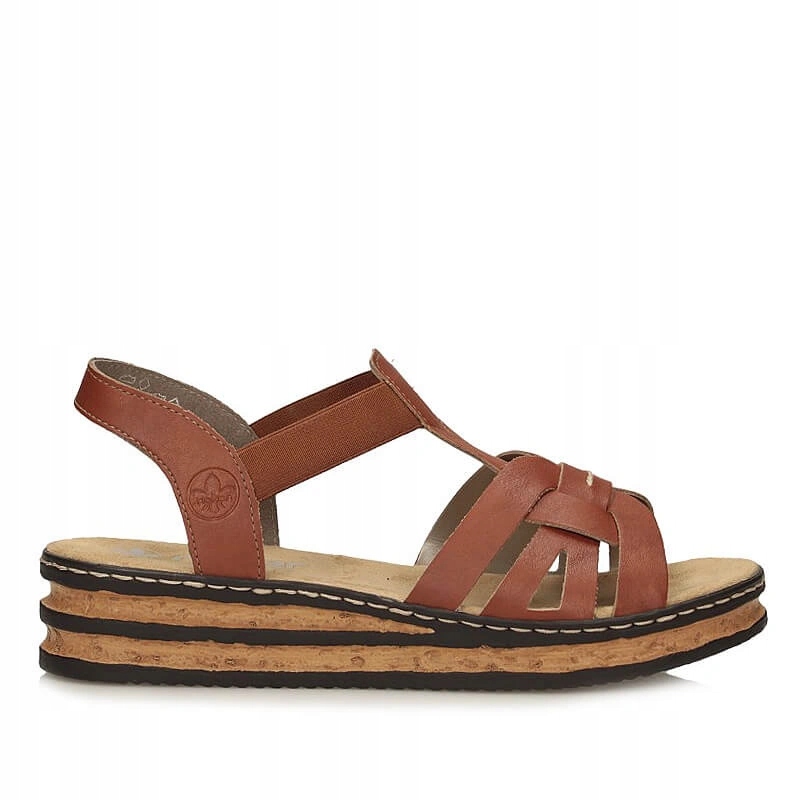 Dámské sandály Rieker 62918-22 hnědé, hnědé, nazouvací, na platformě