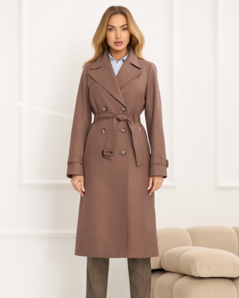 Kabát jaro-léto dlouhý trenčkot Zartex Logan Cocoa 34 SS26