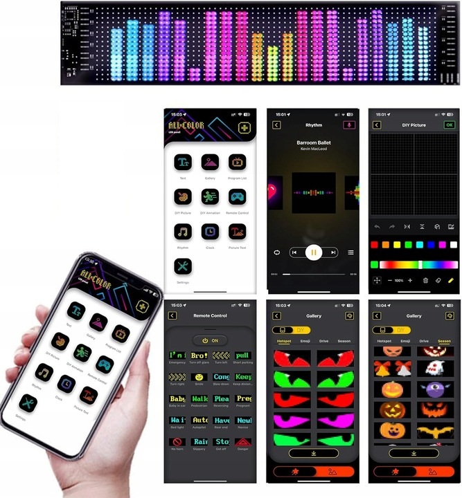 Panel Reklamowy 59x12 Zewnętrzny Wyświetlacz Matryca Tablica Programowalna Stan opakowania oryginalne