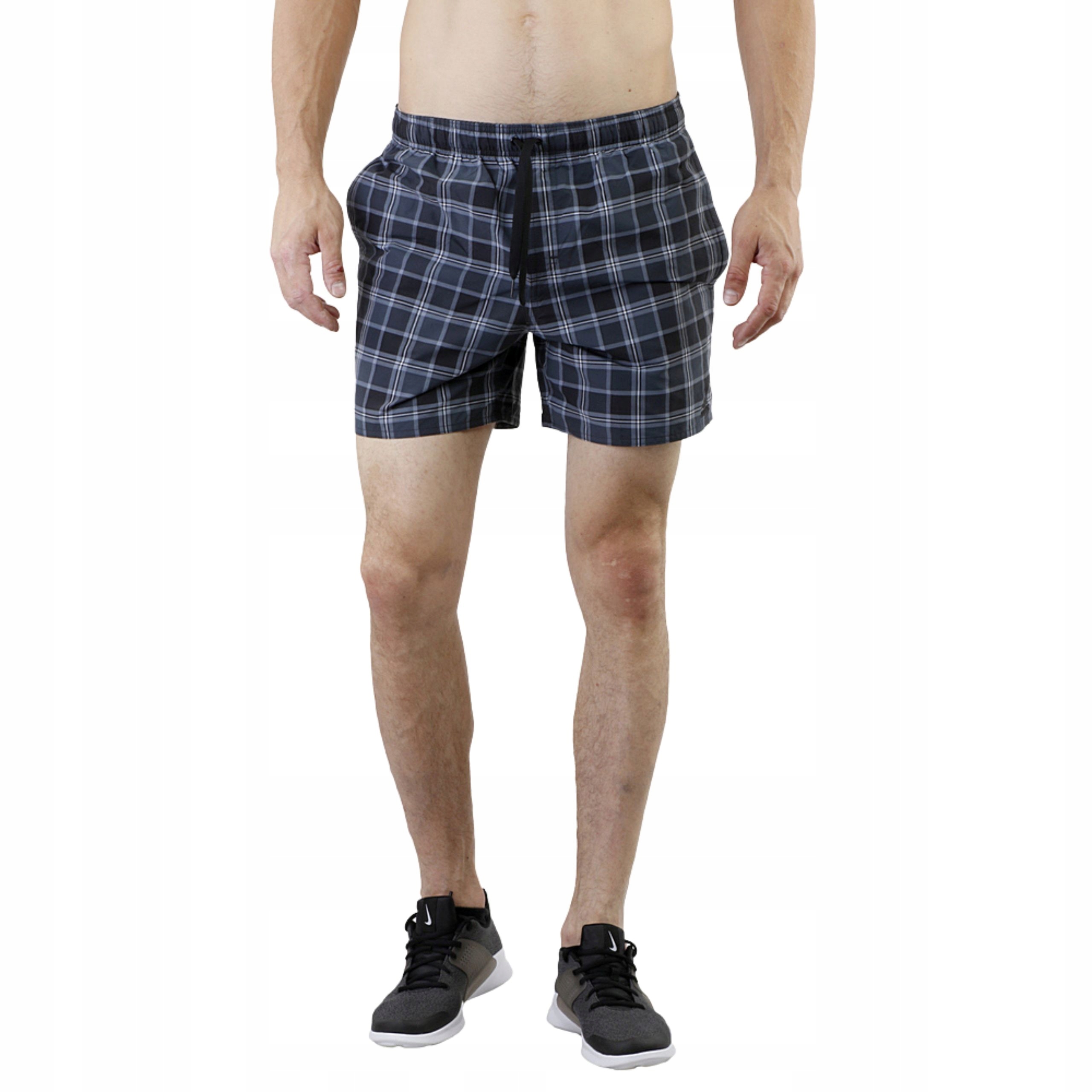 Męskie spodenki szare w kratę Adidas Check Short Sl S