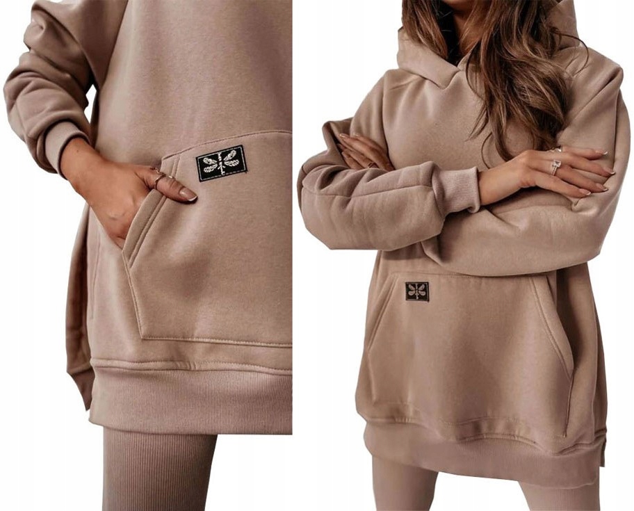 KOMPLET DRESOWY BLUZA KAPTUR LEGGINSY PRĄŻKOWANE S