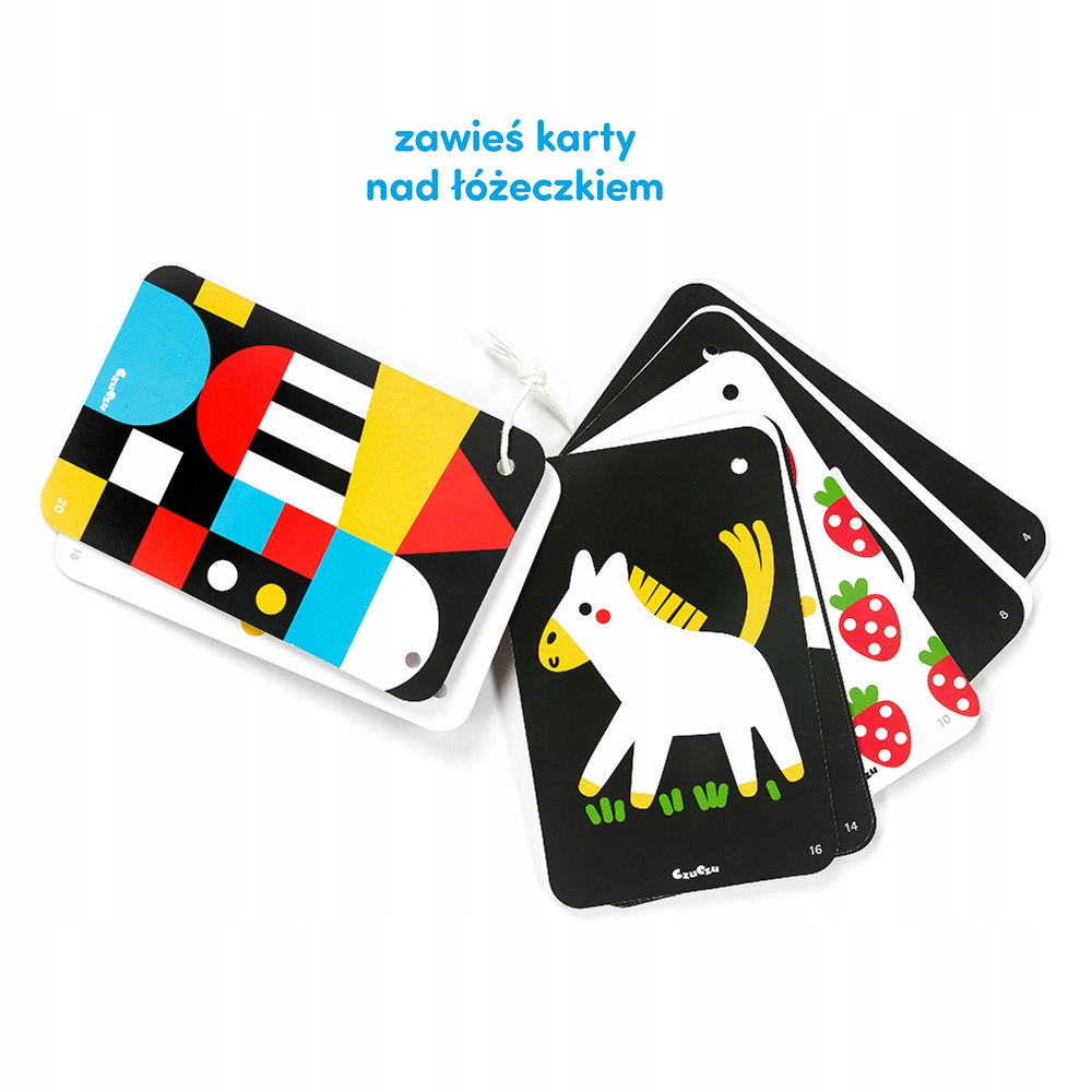 CzuCzu KONTRASTY na sznureczku książeczka do pokazywania dla MALUSZKA 0-3m+ Marka CzuCzu