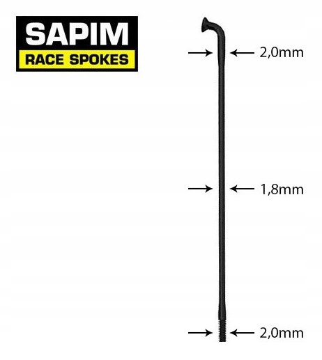 

Sapim Race 2,0-1,8-2,0 mm szprychy czarne 296 mm