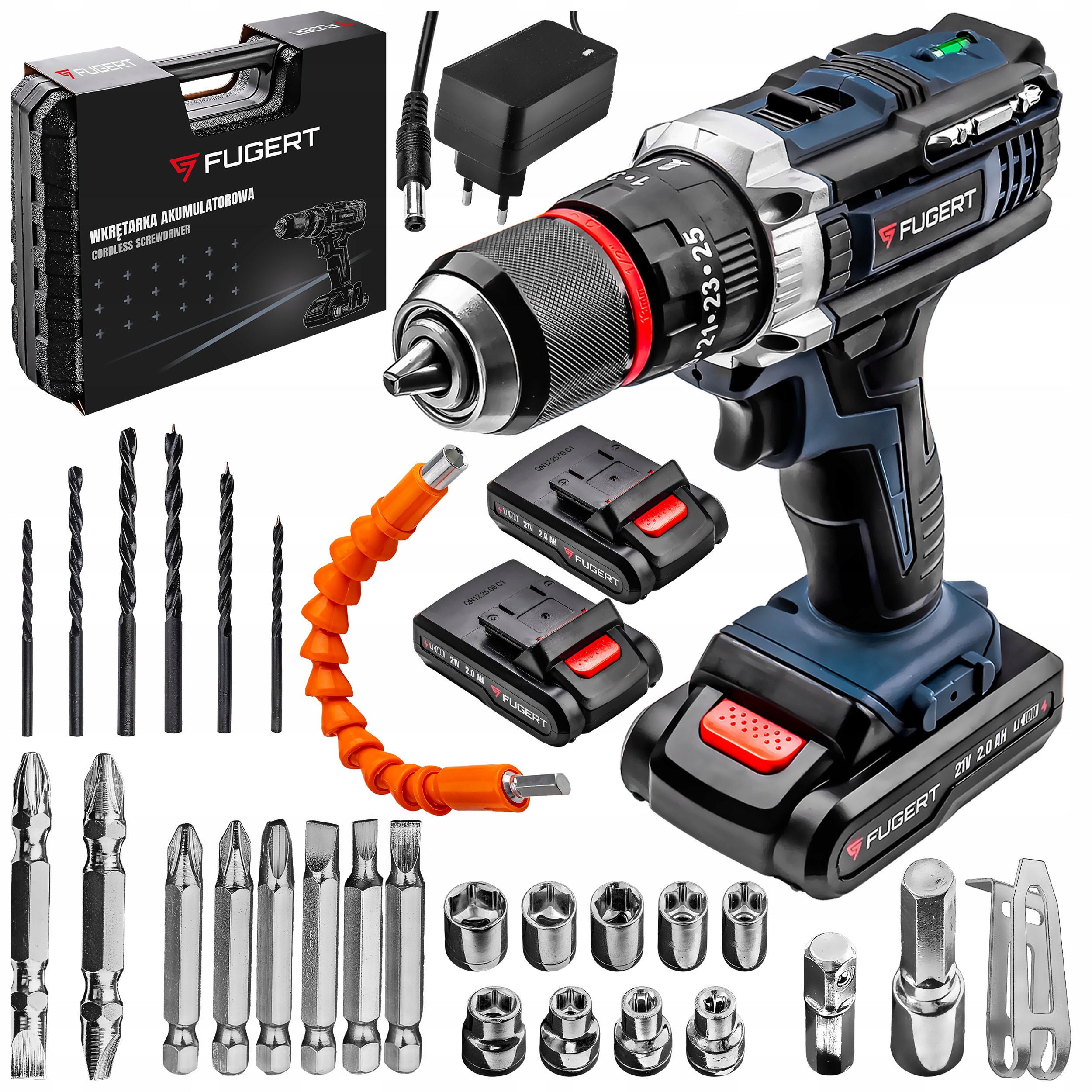 Wiertarko Wkrętarka Akumulatorowa Udarowa 2x Aku Walizka Metalowa Głowica