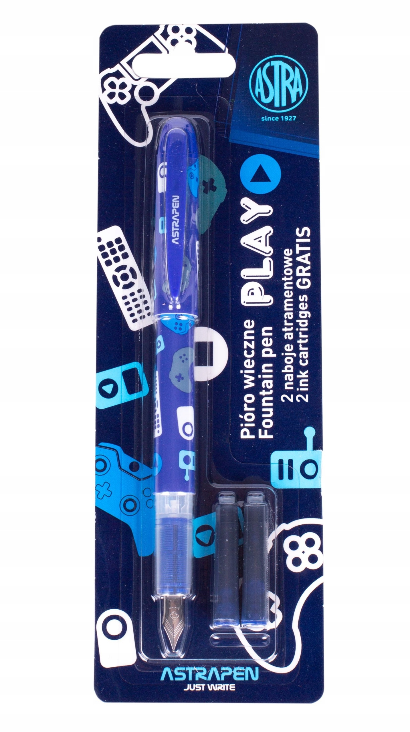 Pióro wieczne Play + 2 naboje Blister Astra Kolor Wielokolorowy
