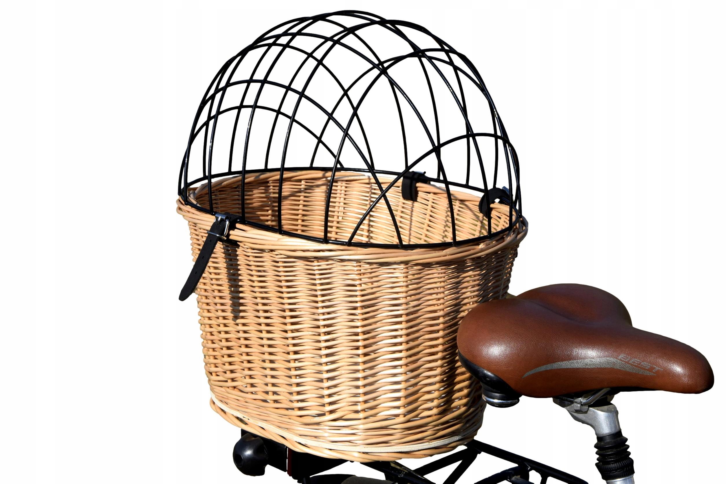 Kosz na bagażnik koszyk wiklinowy z kratką dla psa