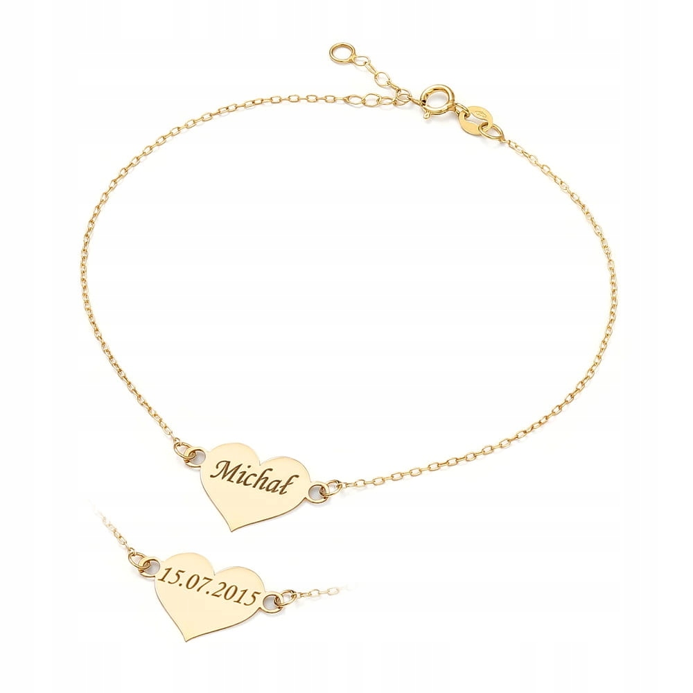 

Złota Bransoletka Serce Grawer Pr.333