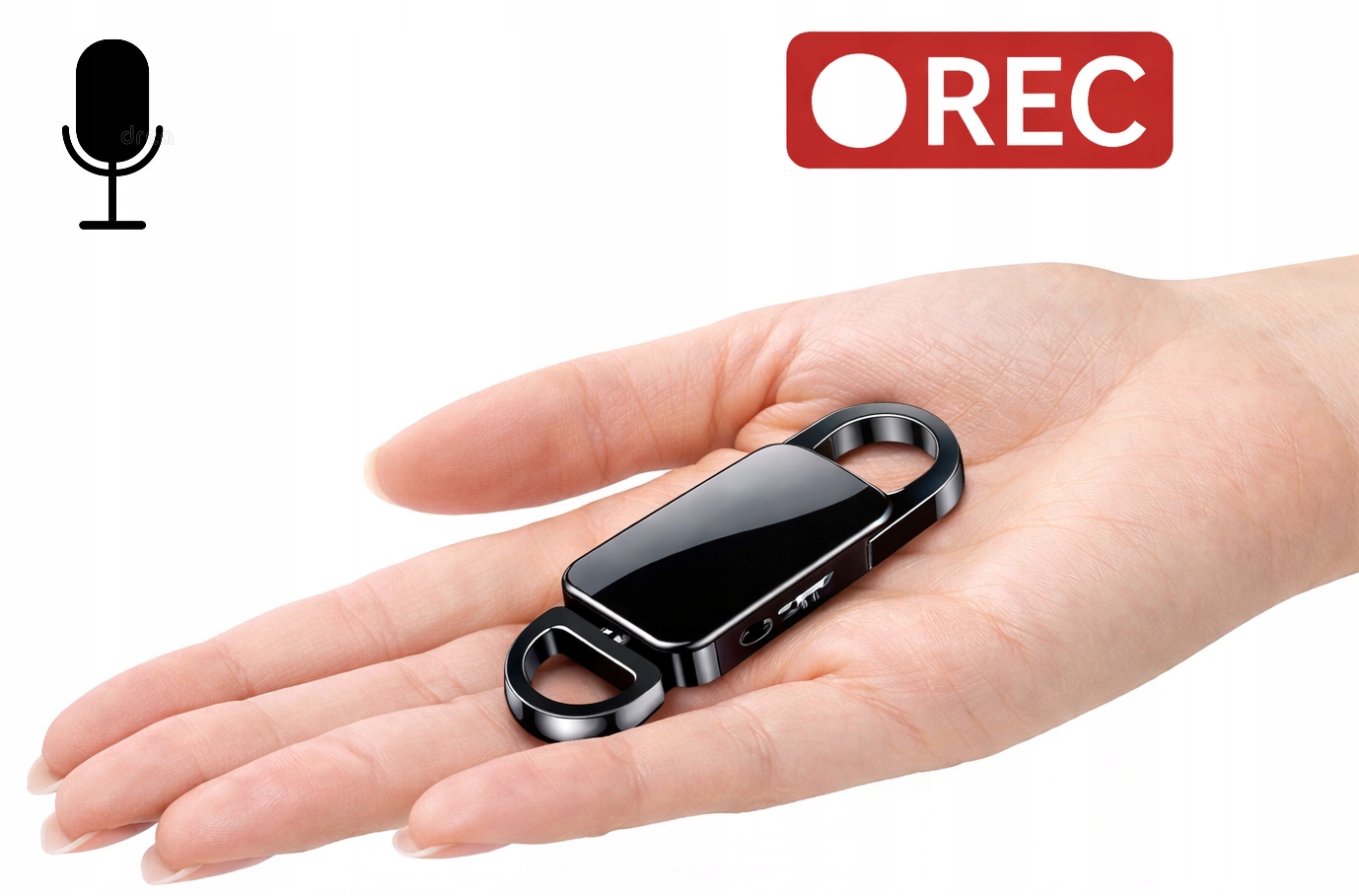 Mini odposlech Špionský diktafon 32GB Přívěsek Na Klíče Záznamník Vox Karabina