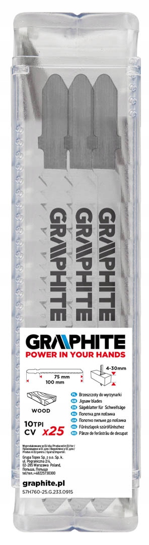 Brzeszczoty do wyrzynarki, 10TPI, uchwyt typu T, 2 Marka Graphite