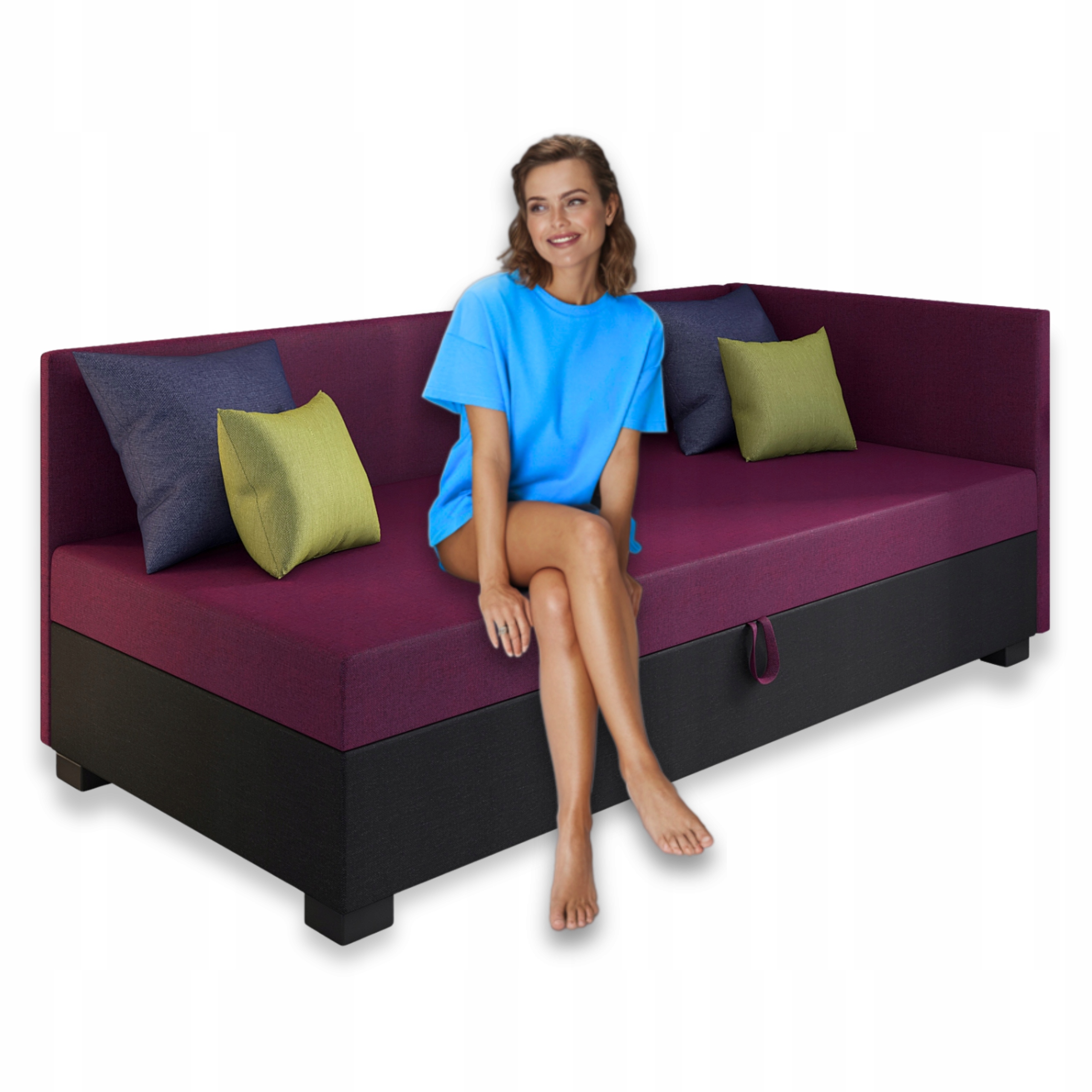 Rohová pohovka s funkcí spaní 90x195 cm Dětská postel Pohovka Kontejner