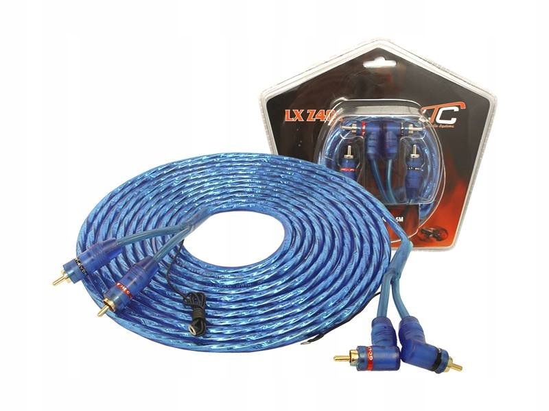 Kabel przewód sygnałowy 2xRCA-2xRCA kątowy 5m car audio Stan opakowania oryginalne