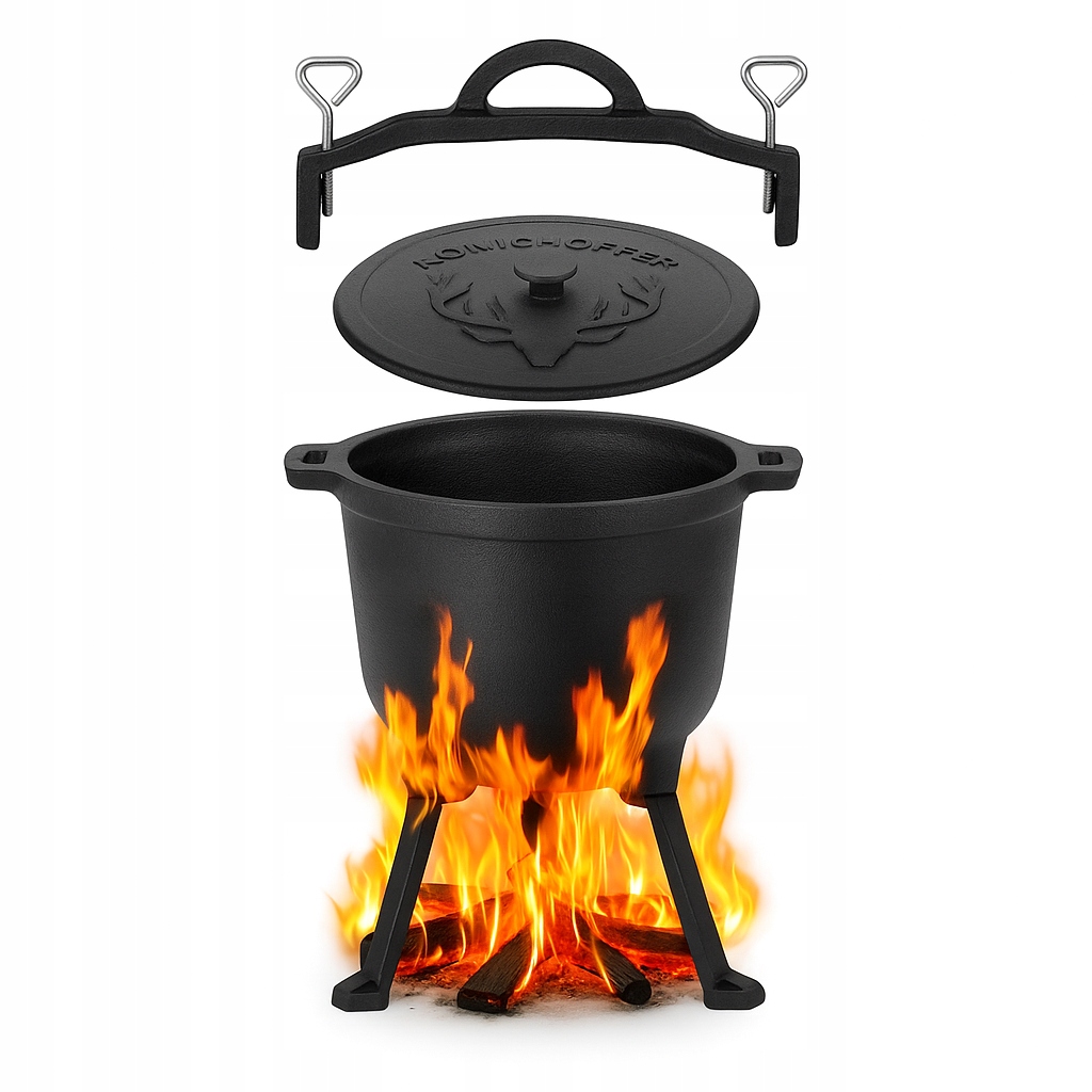 Kotlík Litinový Hrnec Na Táborák Lovecký Veganský Gril Pečeně 8 L