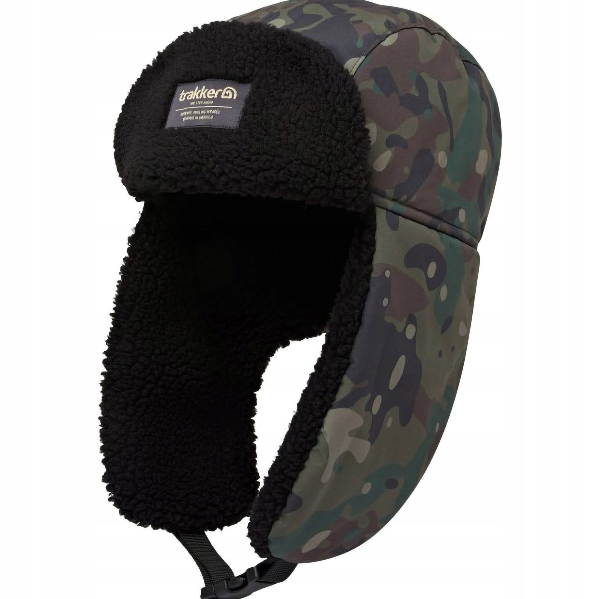 Zimní podzimní rybářská čepice Trakker TechPro Camo Trapper Hat