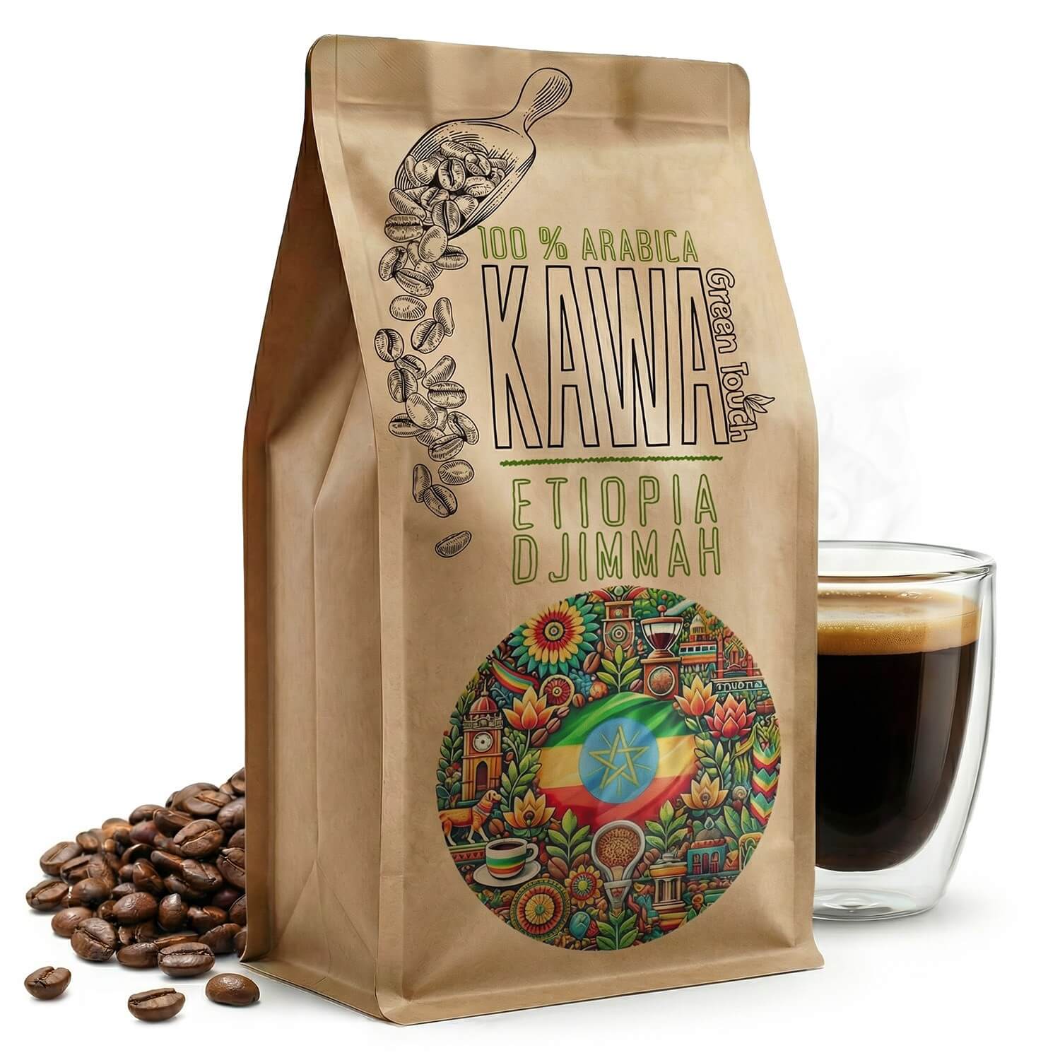 Kawa ziarnista Etiopia Djimmah Ethiopia 100% arabica 1 kg Green Touch