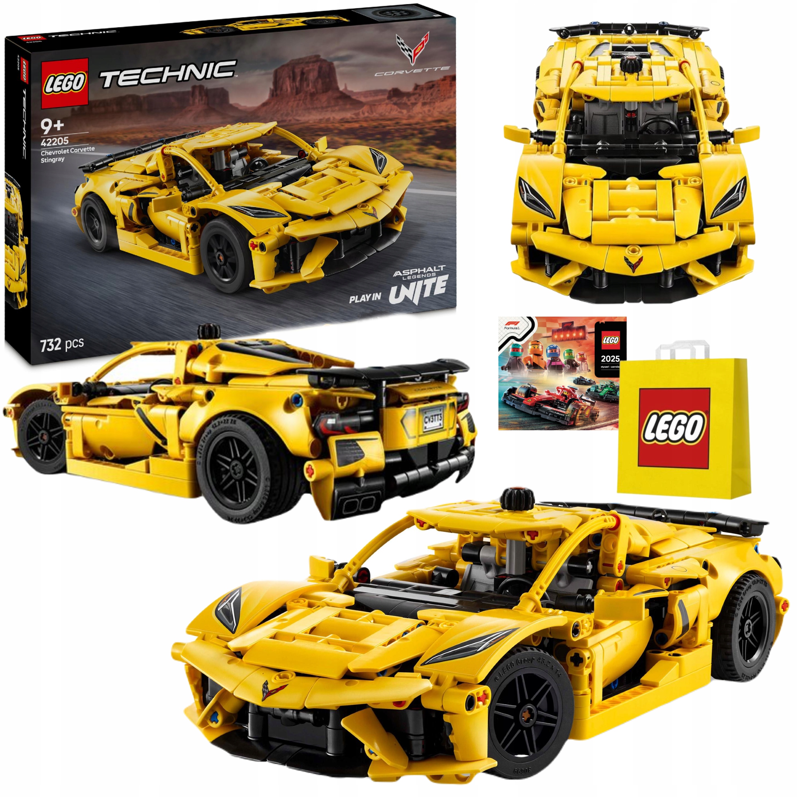 LEGO Technic 42205 Chevrolet Corvette Stingray Klocki LEGO Żółty Chevrolet
