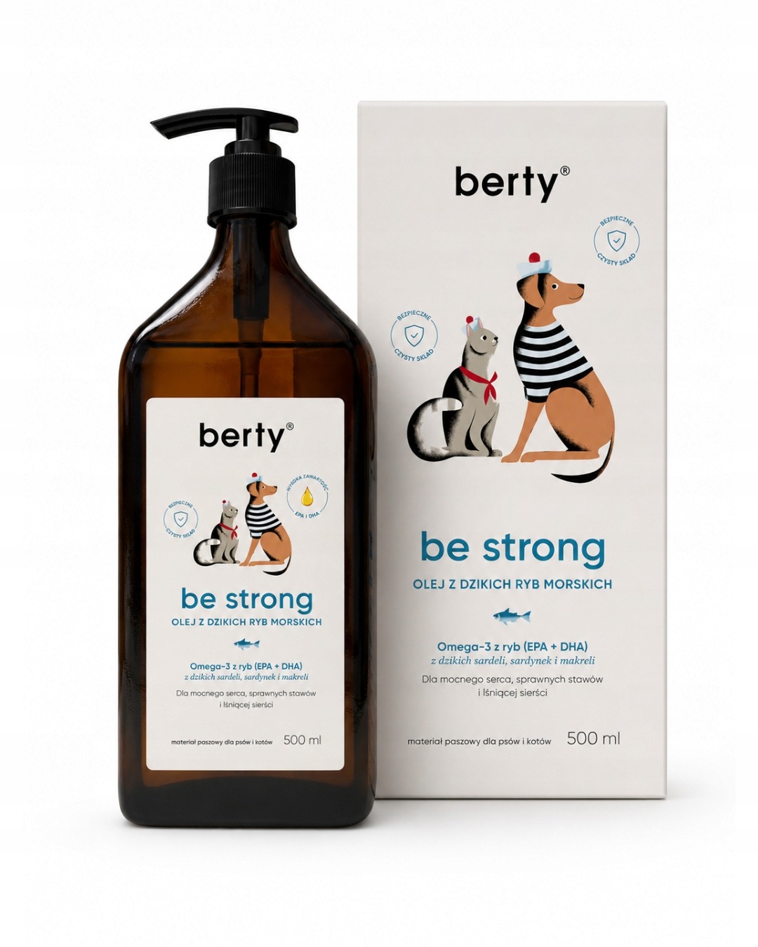 Olej Omega 3 Pro Psa Kočku (epa+dha) z divokých mořských ryb Be Strong 500 ml