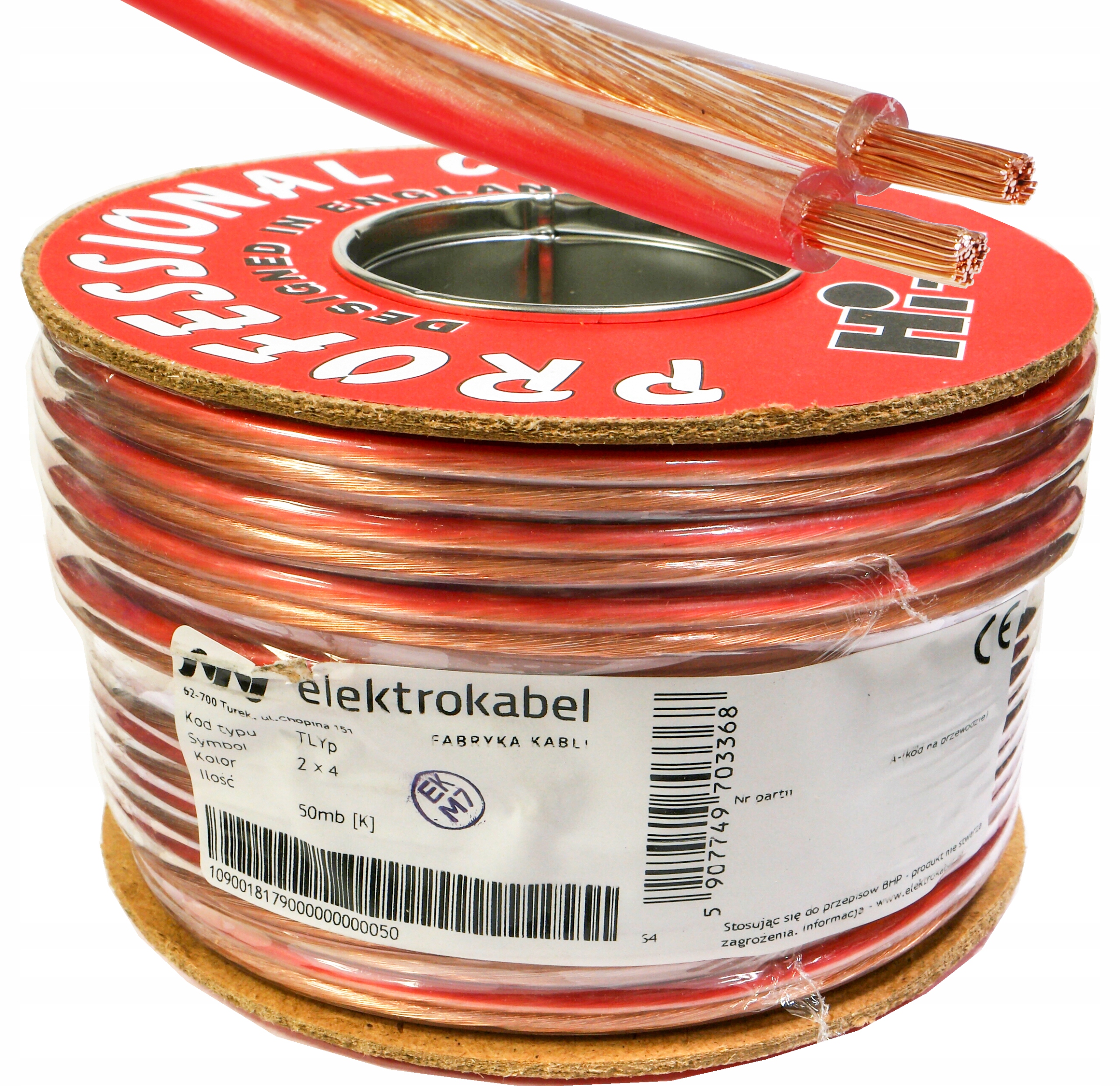 Kábel Tlgyp reproduktorový 2x4 mm Cu medený 50 m