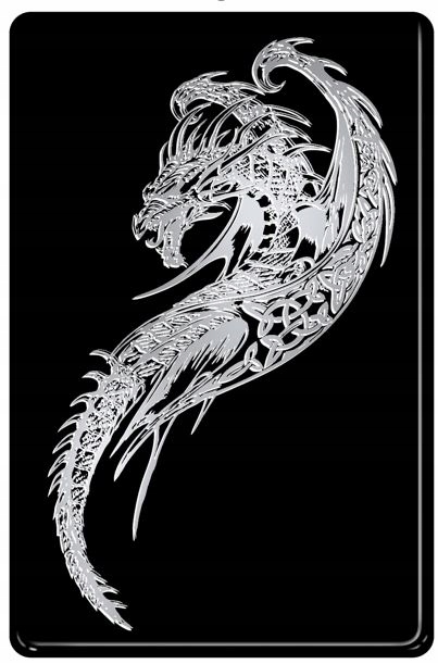 NAKLEJKA WLEP ZNACZEK TATTOO NA AUTO SMOK NIKIEL ŻYWICA 3D 7,9 x 12 cm