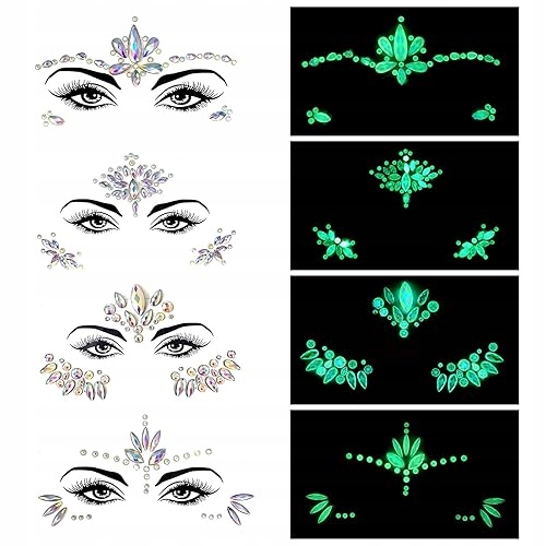 Fluorescenční Samolepící Kameny Na Obličej Festival 4 Ks dárek